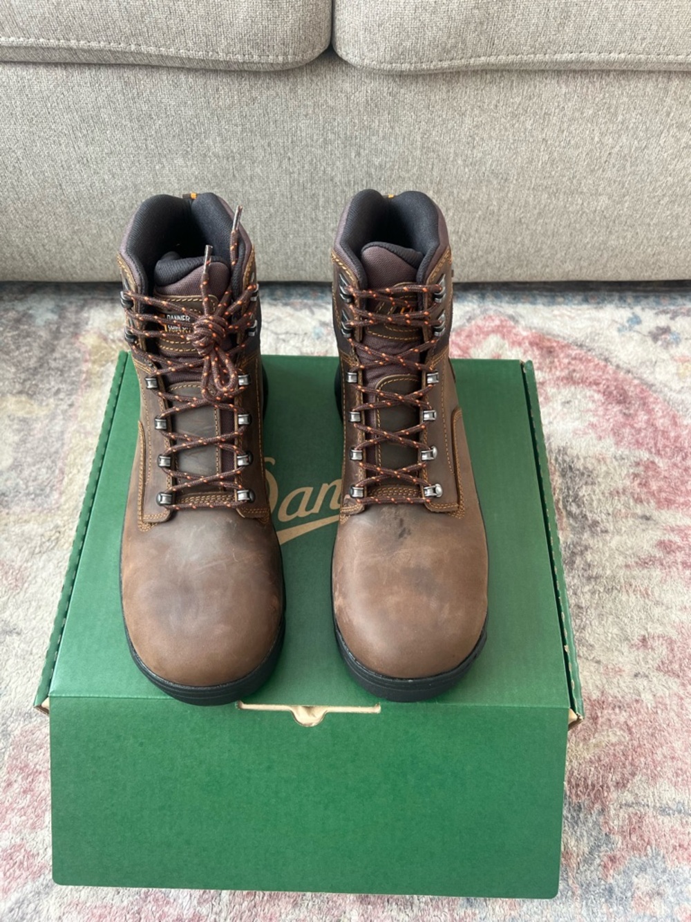 Danner Brown Leather Work Boots with Black Soles